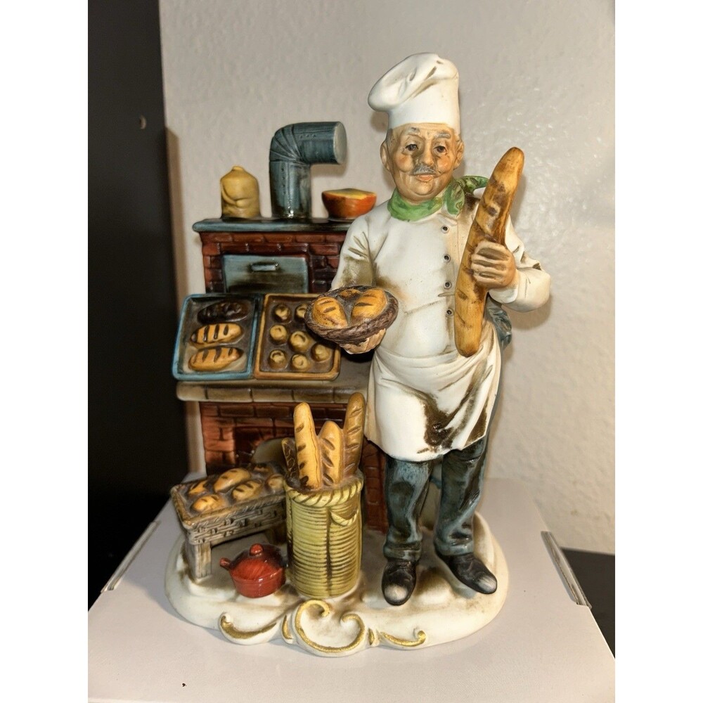 Vintage Kelvin’s Biscuit Figurine Monti Piero Master Baker Multicolored Bread 9”